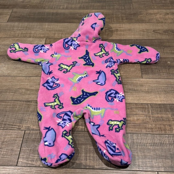 Vintage Columbia Fleece Bunting 6-12 Months Pink Animals Soft Warm Snowsuit - Picture 8 of 12